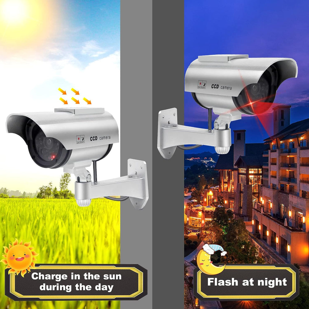 F FINDERS&CO Solar Powered Dummy Security Camera, Bullet Fake Surveillanc...