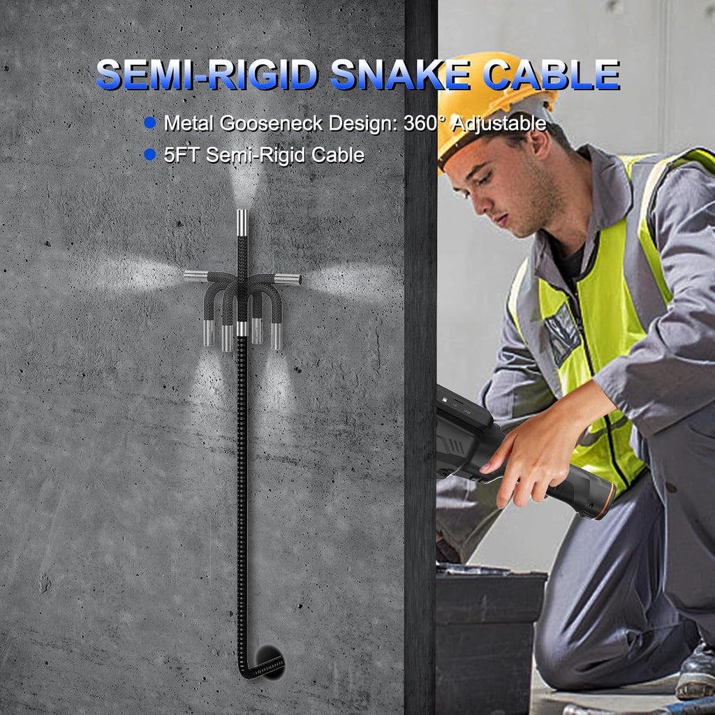 4-way articulating borescope, 0.25in/6.3mm probe, 5" screen, 5ft on a desk or shelf