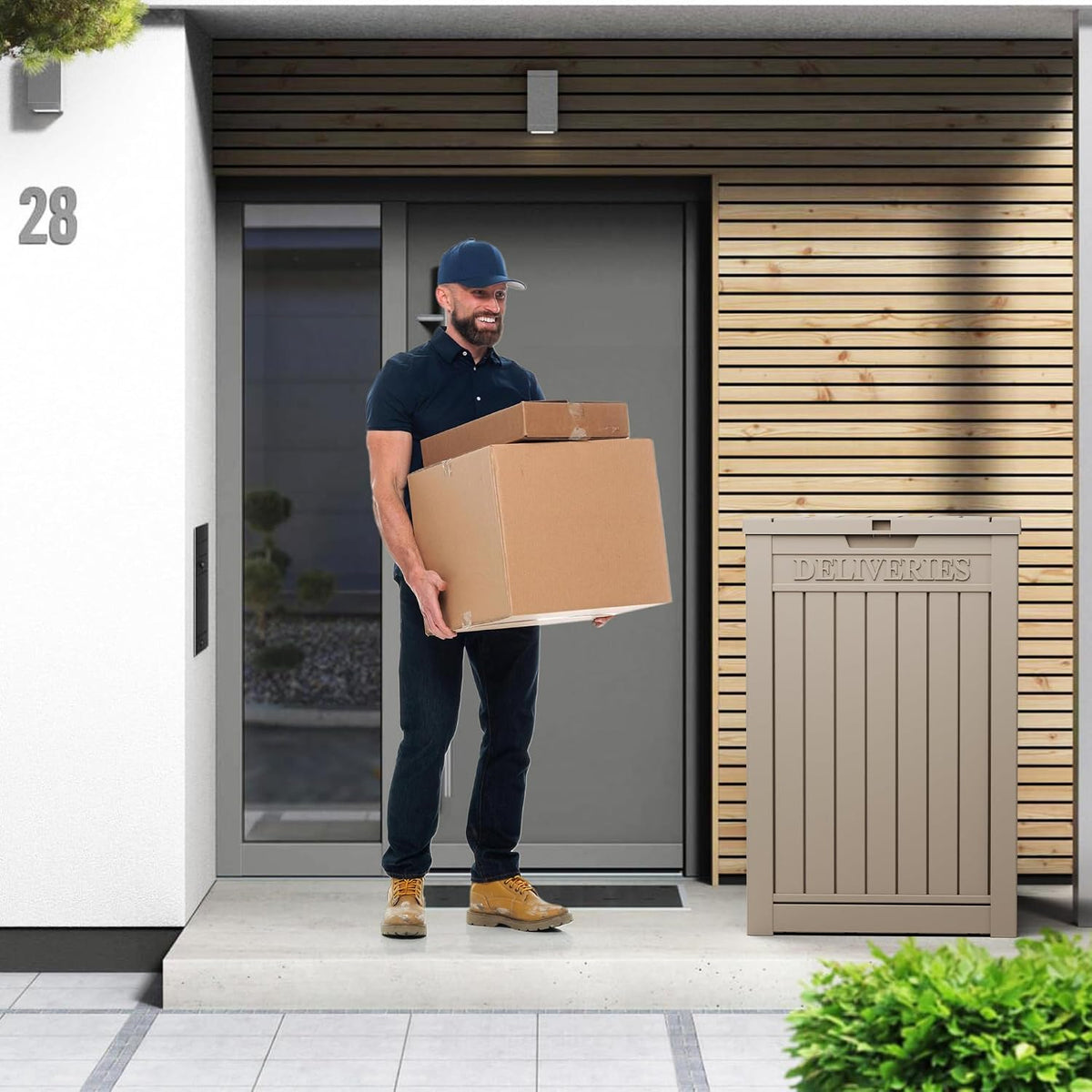 55 Gallon Package Delivery Box for Outside,Weather Resistant UV Protection Resin Outdoor Storage Parcel Box for Porches, Front Door, Balconies, Garages