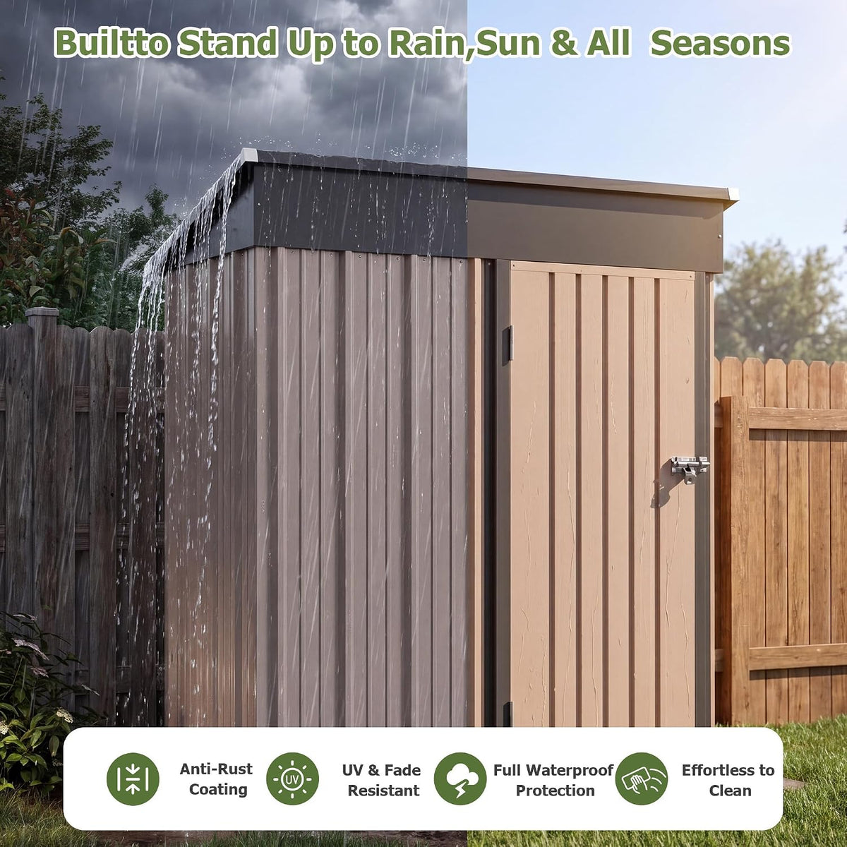 aoxun 5x3 ft outdoor storage shed with sloping, package contents