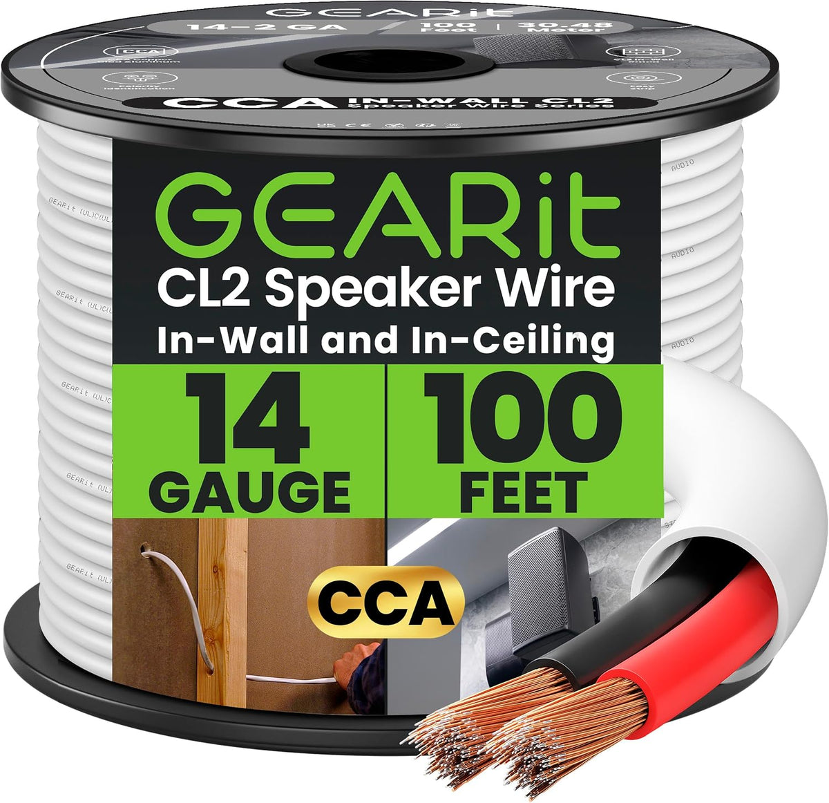 GearIT 14/2 Speaker Wire 14 Gauge