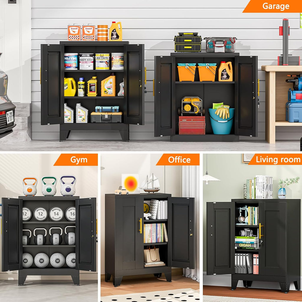 small metal locking cabinet, tool storage cabinet with, close-up detail