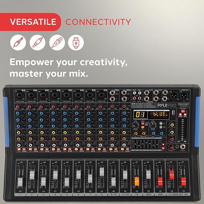 PYLE 12-Channel Bluetooth Studio Audio Mixer