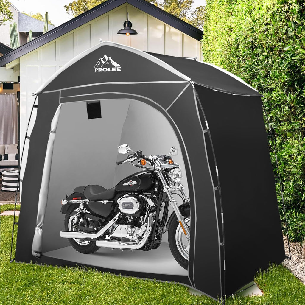 prolee bike storage tent for 4-5 bikes, 7.9 showing dimensions