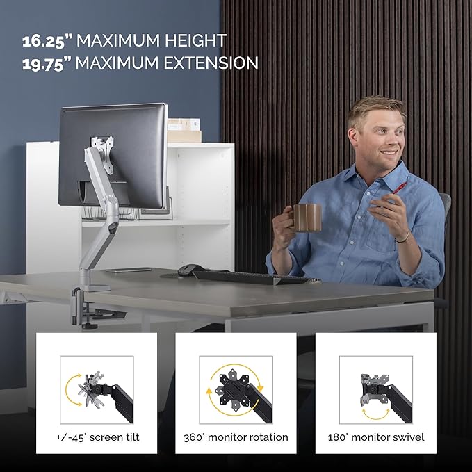Fellowes Platinum Series Single Monitor Arm