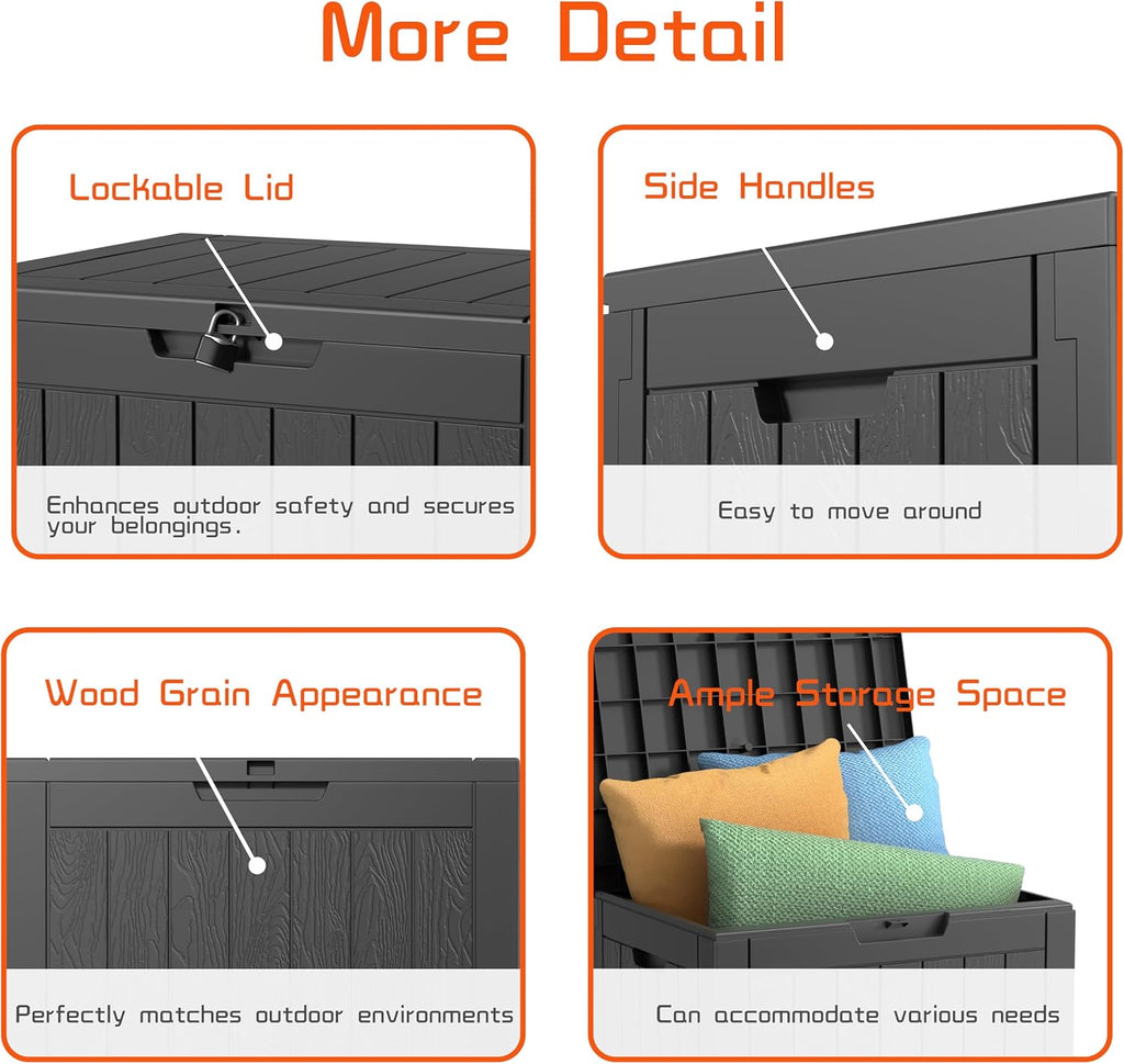 vixzen versatile resin deck box, all weather lockable, package contents