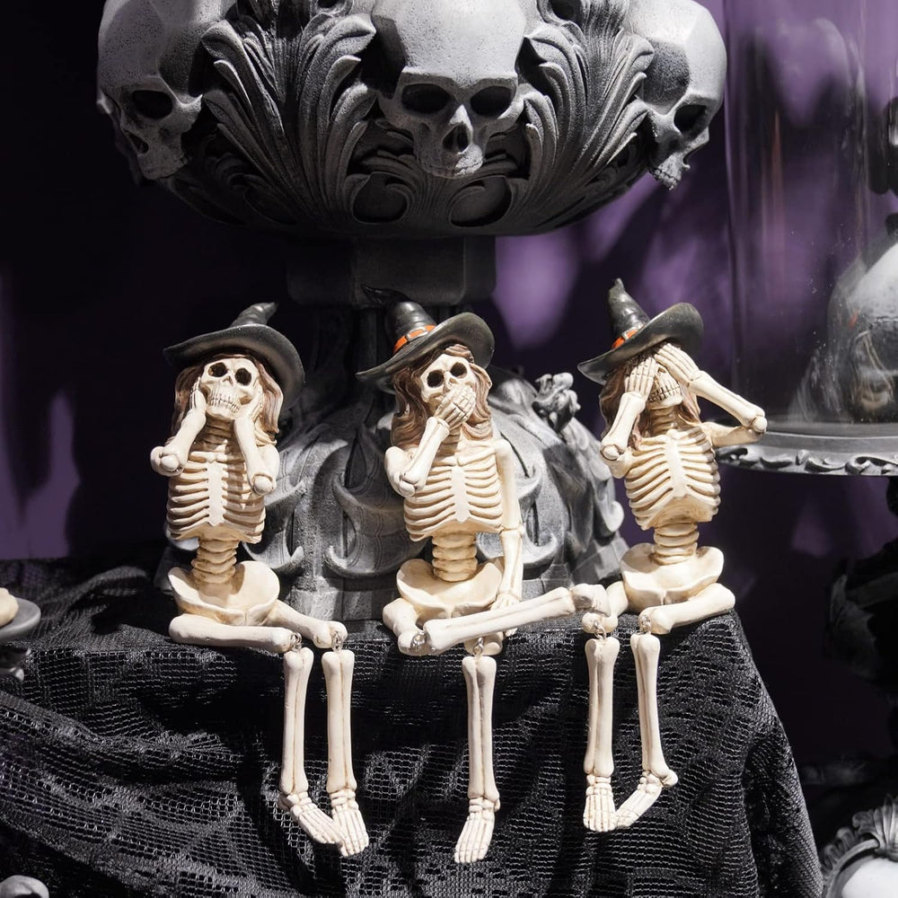 Newman House Studio Halloween-Décorations No-Evil-Skeleton-Figurines