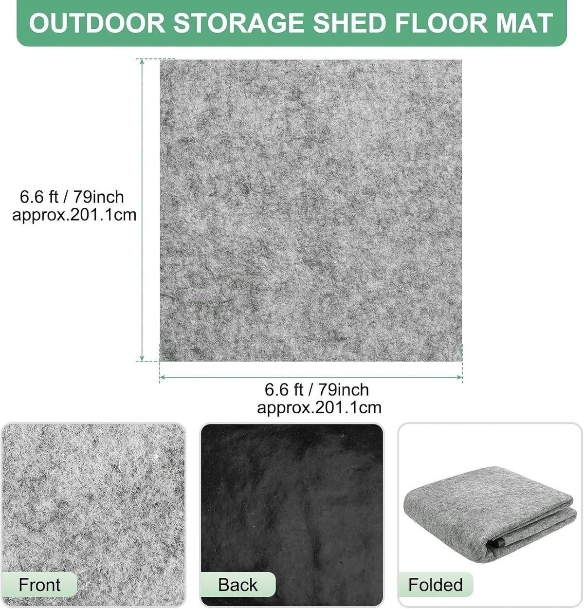 m meterxity outdoor storage shed mat, 6.6x6.6 ft shown in use