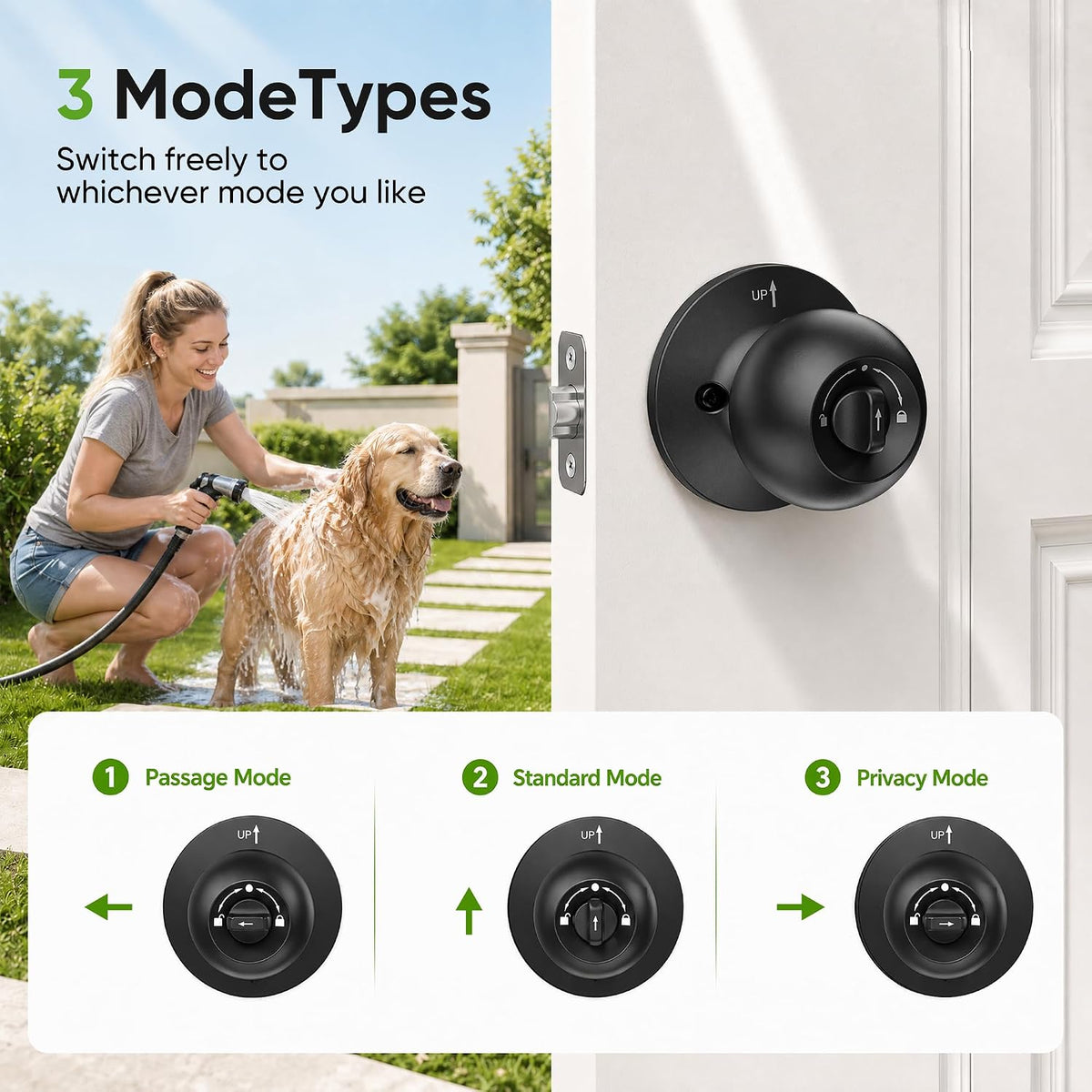 Fingerprint Door Lock, D268 Smart Fingerprint Door Knob with Lock, Biometric Door knob with App Control & Key, Keyless Thumbprint Entry Door Lock for Bedroom, Front Door, Home, Apartment Garage Office