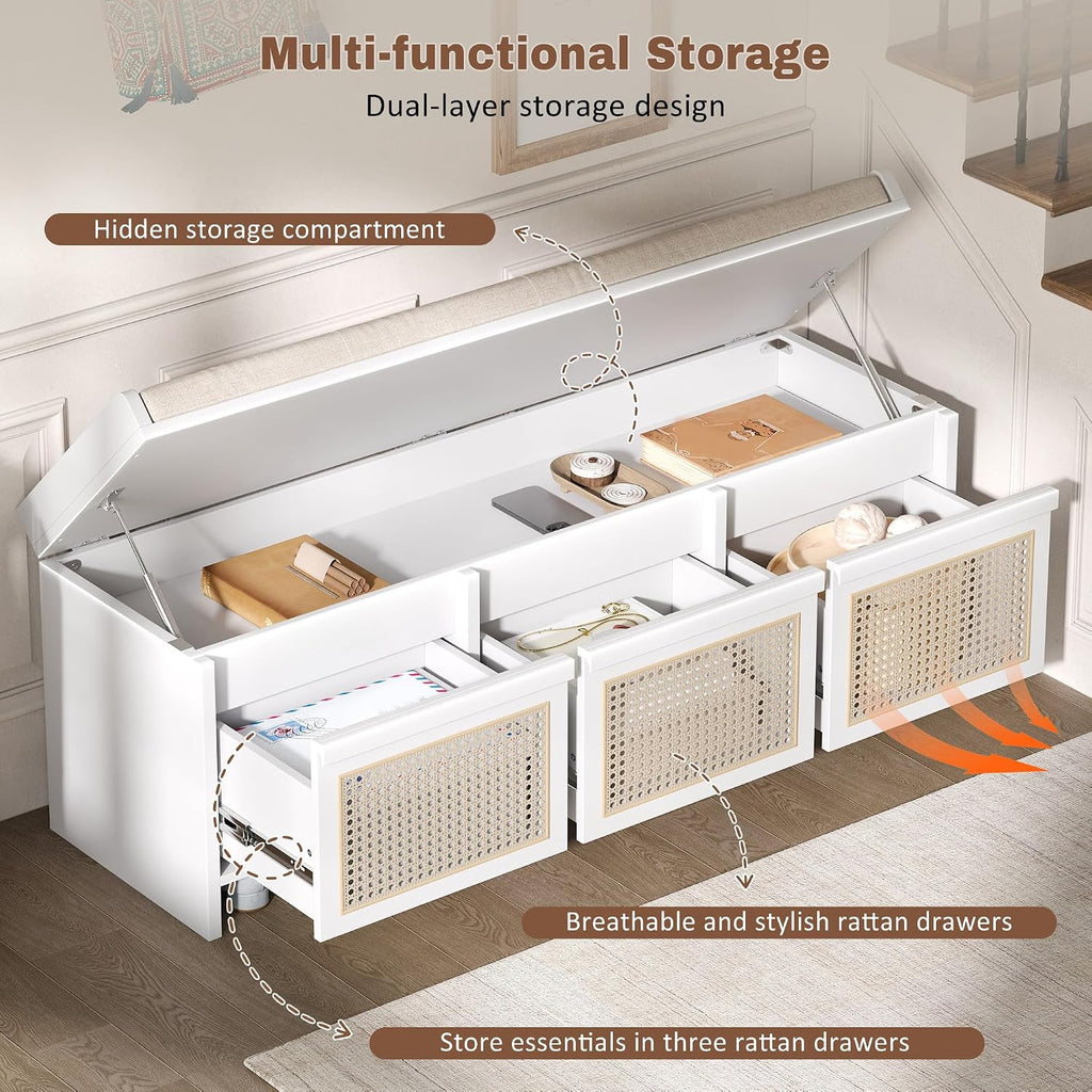lumisol 48" entryway shoe bench, retro storage bench, package contents