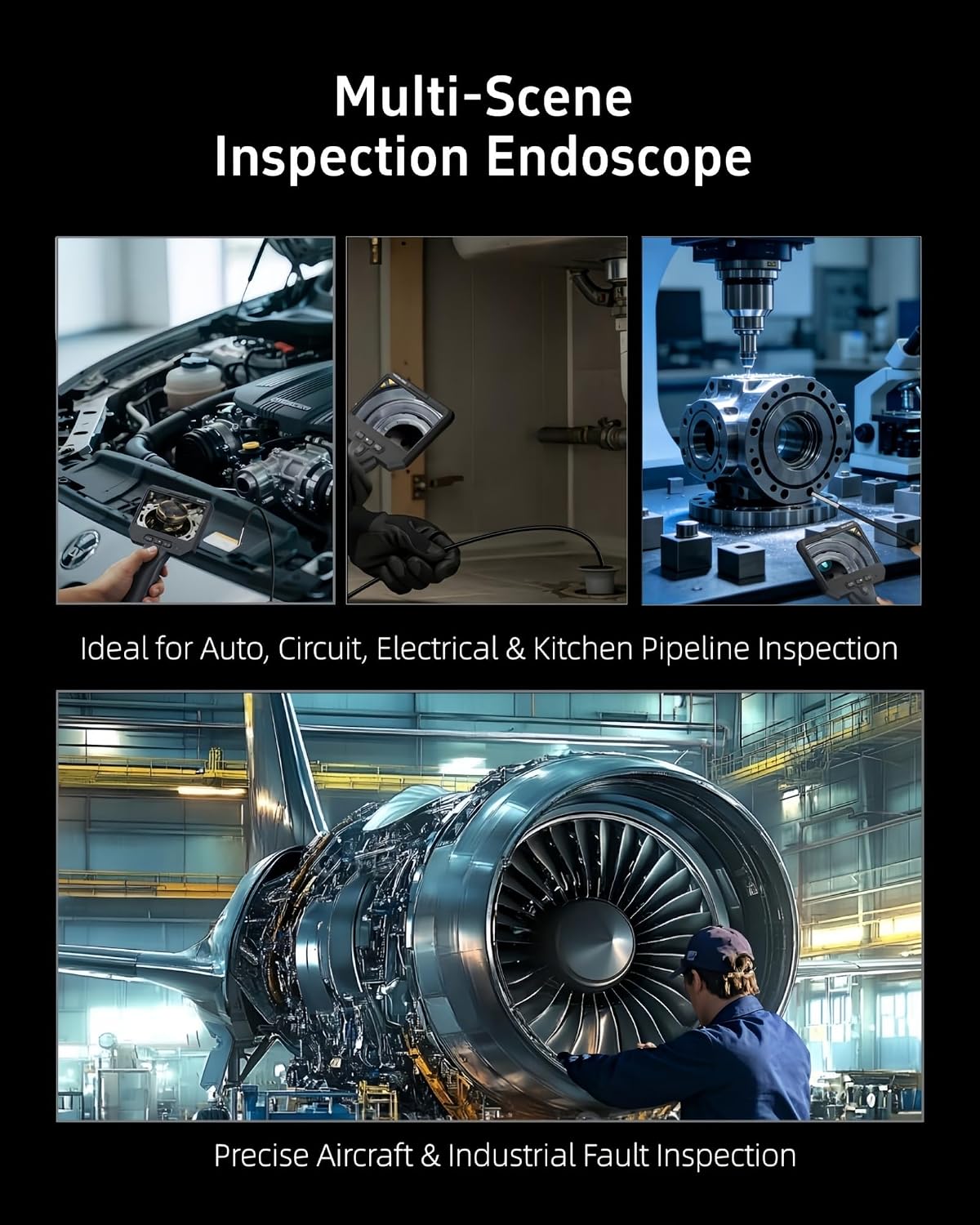 3.9mm endoscope camera with light, 1920p hd borescope, package contents