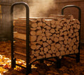 4ft Firewood Rack Heavy Duty Indoor Outdoor Firewood Storage Log Rack with Cover，Black Round Tube