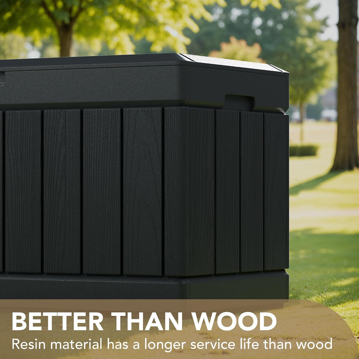 devoko 85 gallon deck box lockable resin outdoor, close-up detail