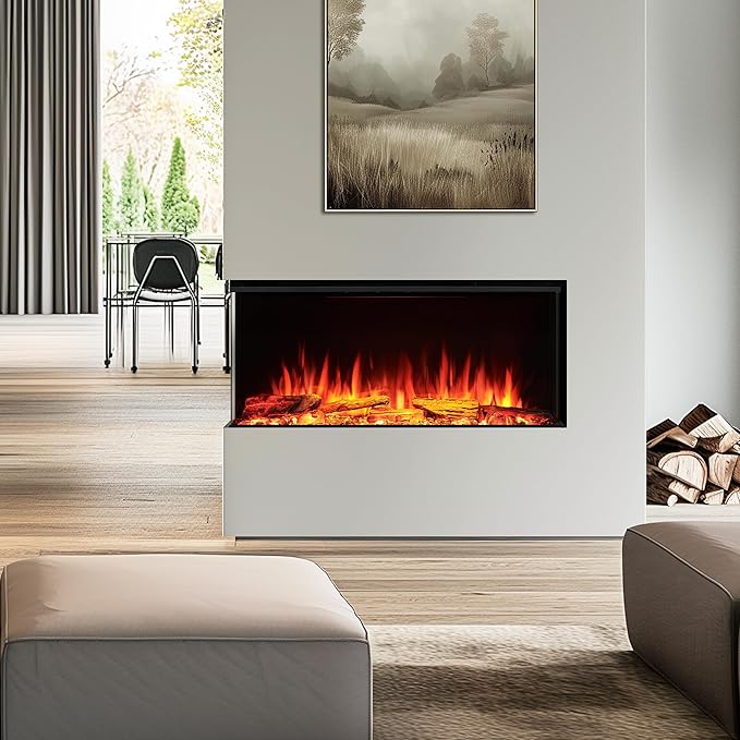 LegendFlame 35" W Smart Build in Electric Fireplace Insert, 1-2-3 Sided View