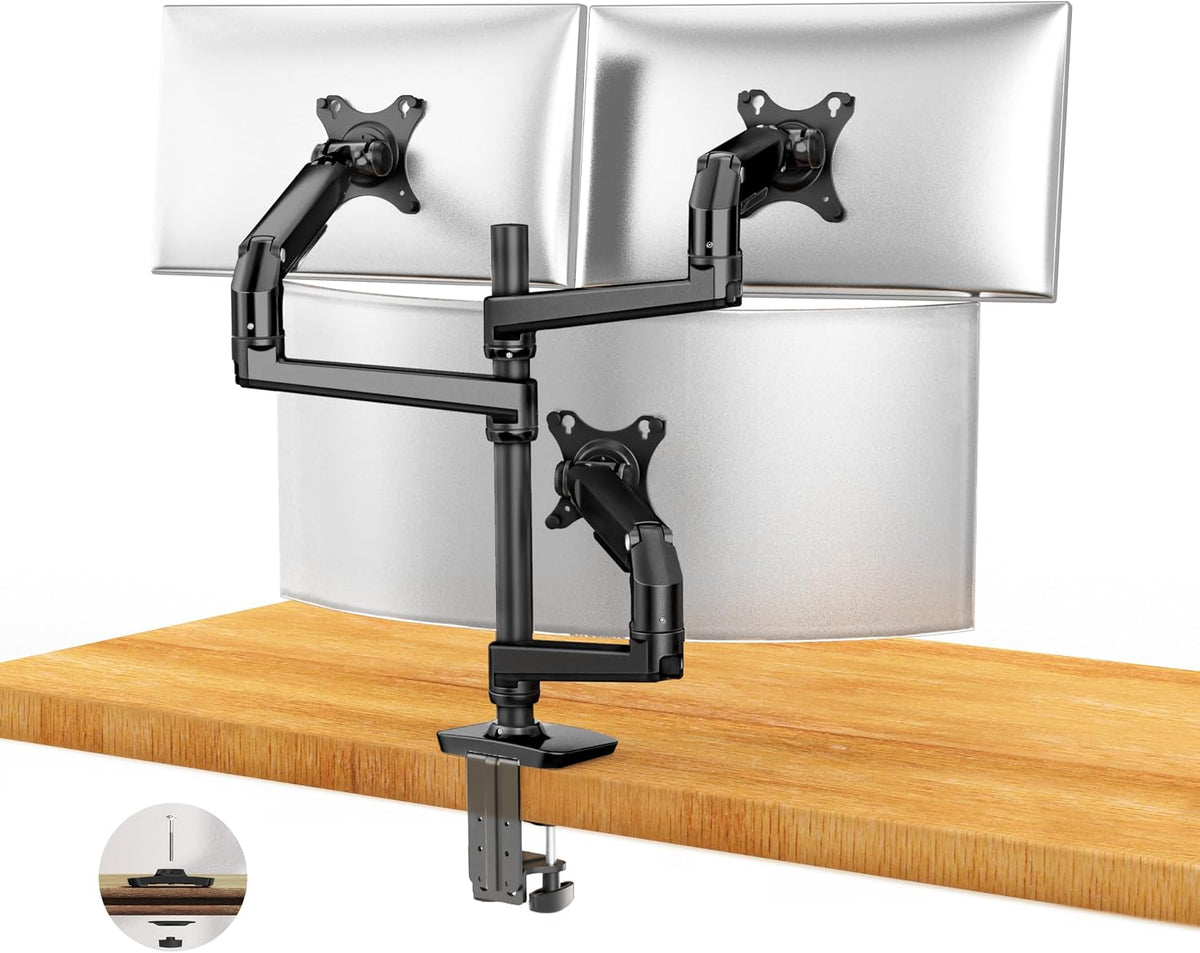 Ergounion Triple Monitor Mount, Holds Screens up to 40 Inches and 25 lbs
