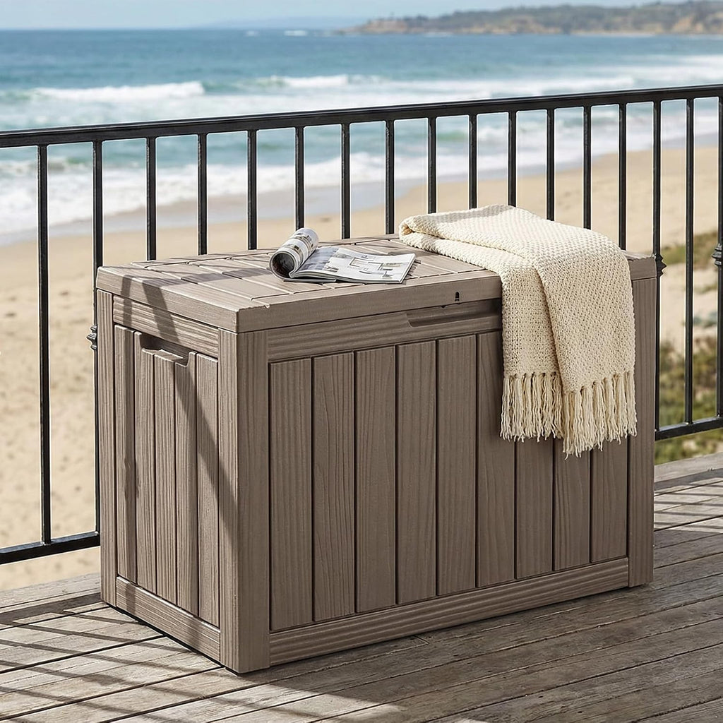 PatioZen 60 Gallon Deck Box, Outdoor Storage Box, Grey