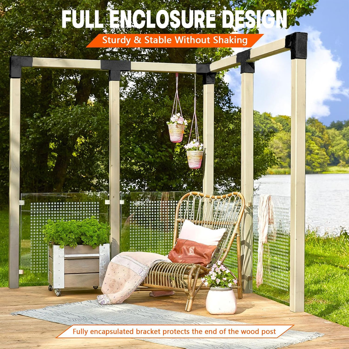 pergola diy bracket kits,2-way l shaped corner brackets shown in use