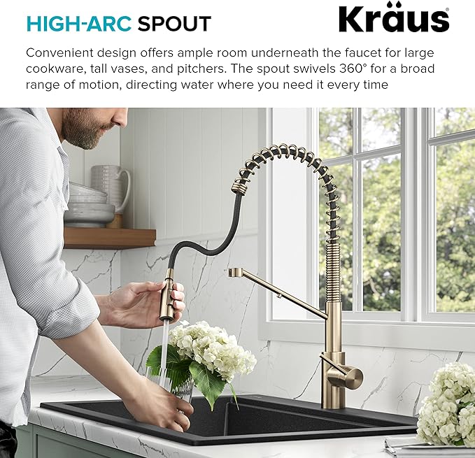 KRAUS Oletto 2-in-1 Commercial Style Pull-Down Single Handle Water Filter