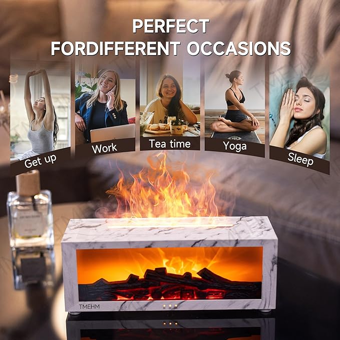 Fireplace Flame Air Diffuser Humidifier, 7 Colors Aromatherapy Essential Oil