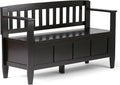 SIMPLIHOME Brooklyn 48" Wide Solid Wood Storage Bench in Dark Coffee Brown