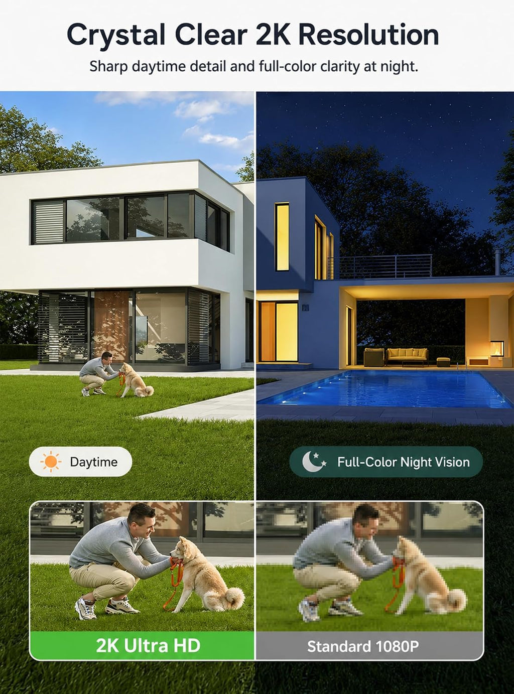symynelec 2k solar security cameras wireless outdoor, 2-pack, close-up detail