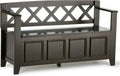 SIMPLIHOME Amherst 48" Wide Solid Wood Storage Bench in Hickory Brown