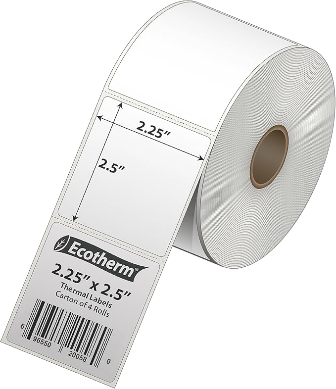 2.25" x 2.5" Thermal Labels | 4 Rolls | 2400 Labels | fits Zebra, Offnova
