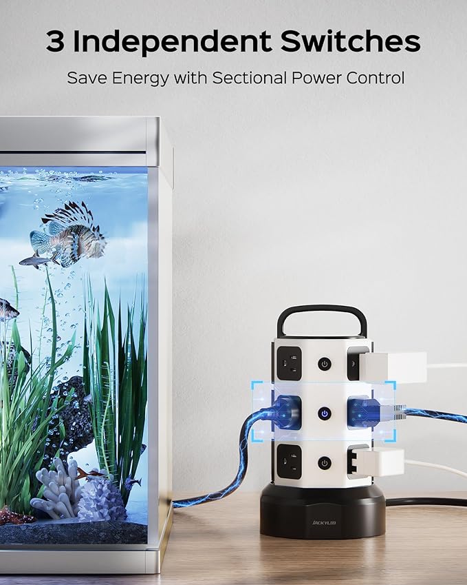 Power Strip Tower Surge Protector, JACKYLED 1625W 13A Outlet Surge Electric