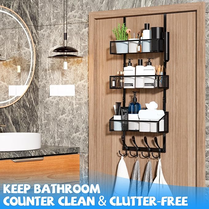 Kaiferty Over The Door Hooks Organizer, Coat Rack Over The Door Storage Hanger