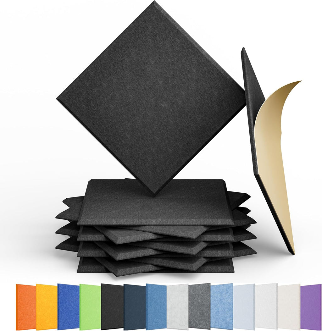 Amantech 12 Pack Acoustic Panels Self Adhesive Sound Proof Foam, High Density