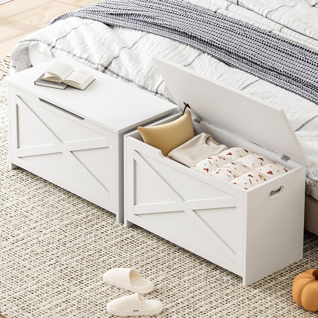 gaomon 30" storage chest, storage bench with safety shown in use