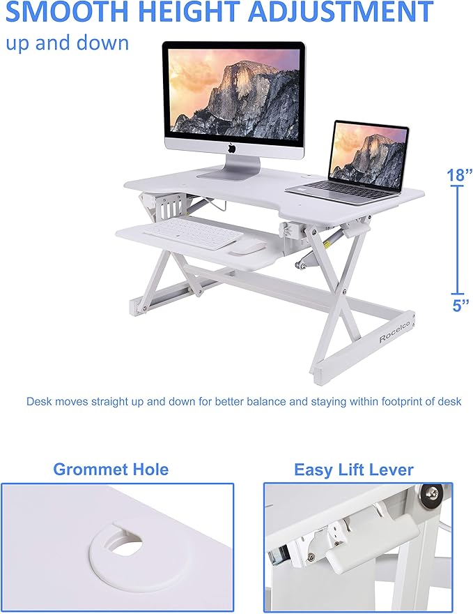 Rocelco 32" Height Adjustable Standing Desk Converter