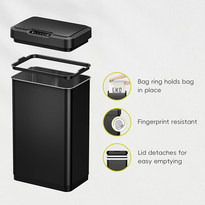 EKO Mirage-T 50 Liter / 13.2 Gallon Touchless Rectangular Motion Sensor Trash