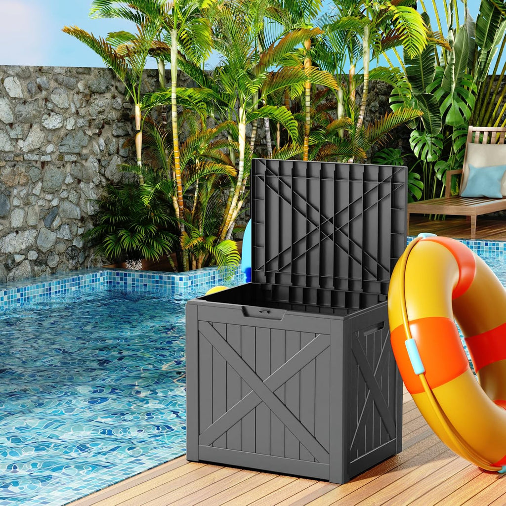 rojik 36 gallon deck box outdoor, waterproof outdoor, close-up detail