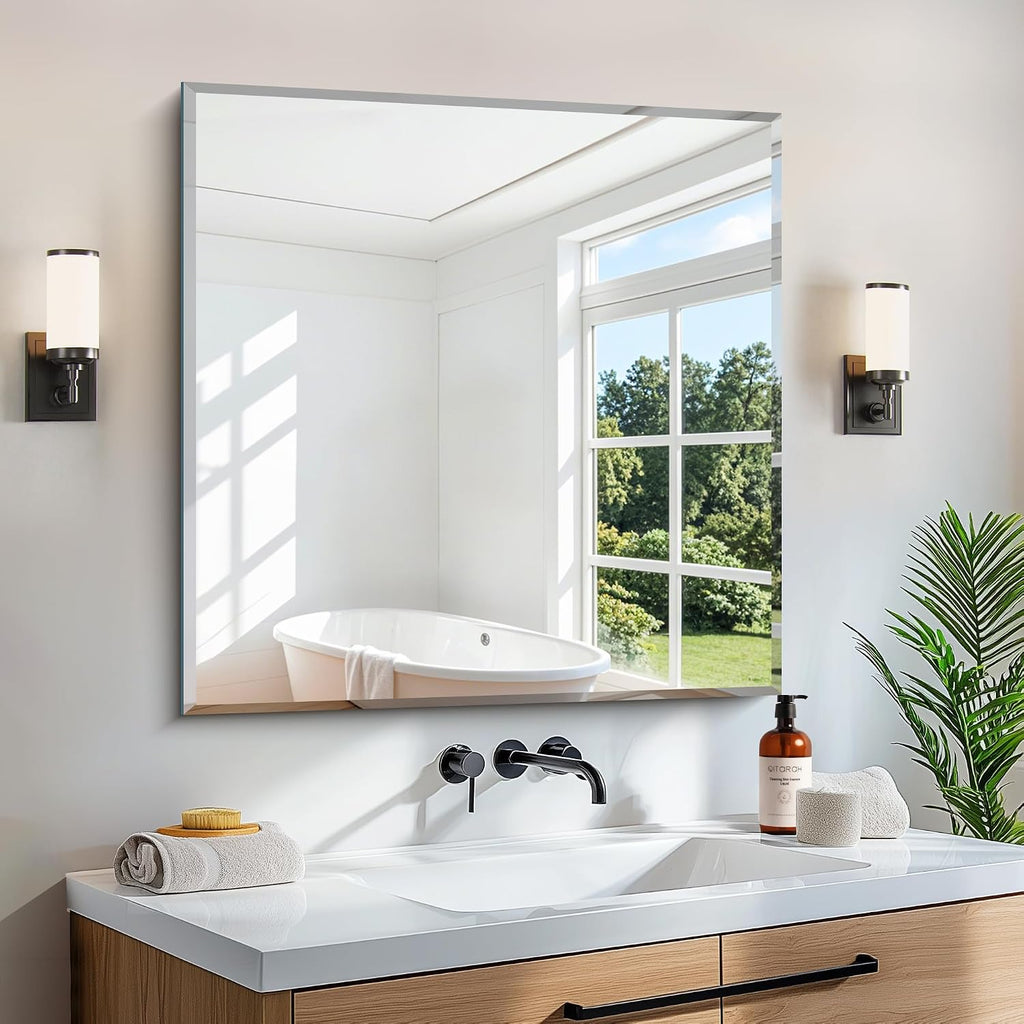 CILIBER Beveled Mirror, 30x30 inch Square Bathroom Mirrors