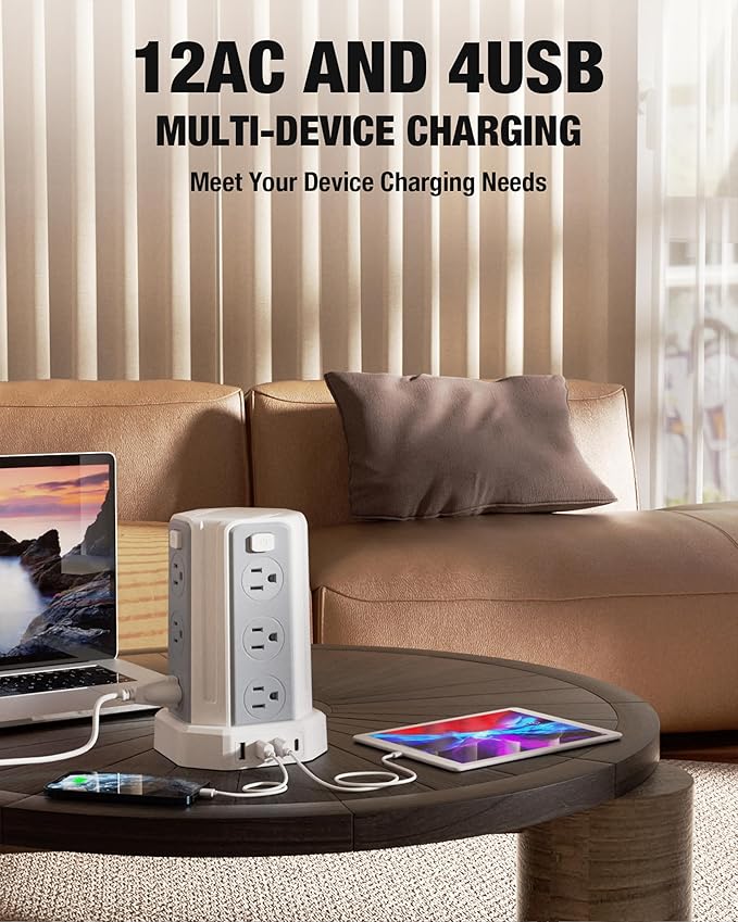 Power Strip Surge Protector, 10 Ft Extension Cord