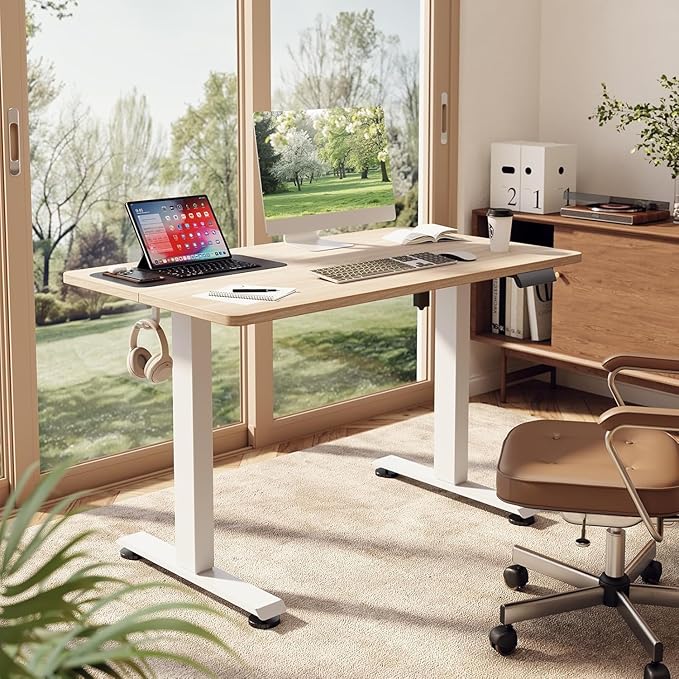 Veken 47.2 Inch Electric Standing Desk, Height Adjustable Sit Stand Up