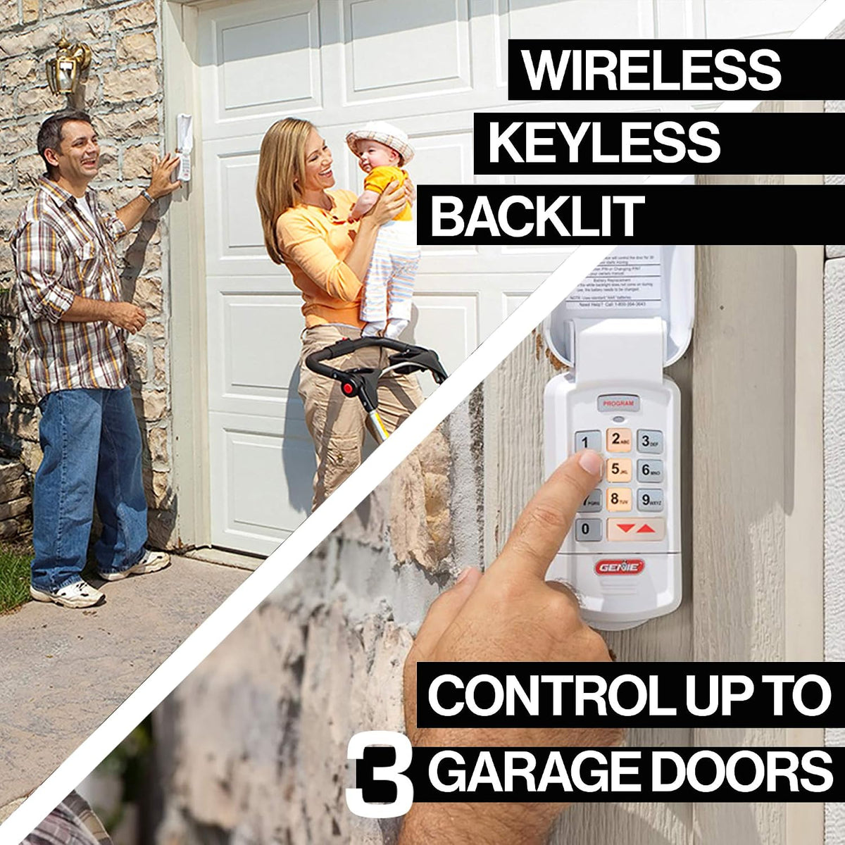 genie garage door opener wireless keyless keypad, side view