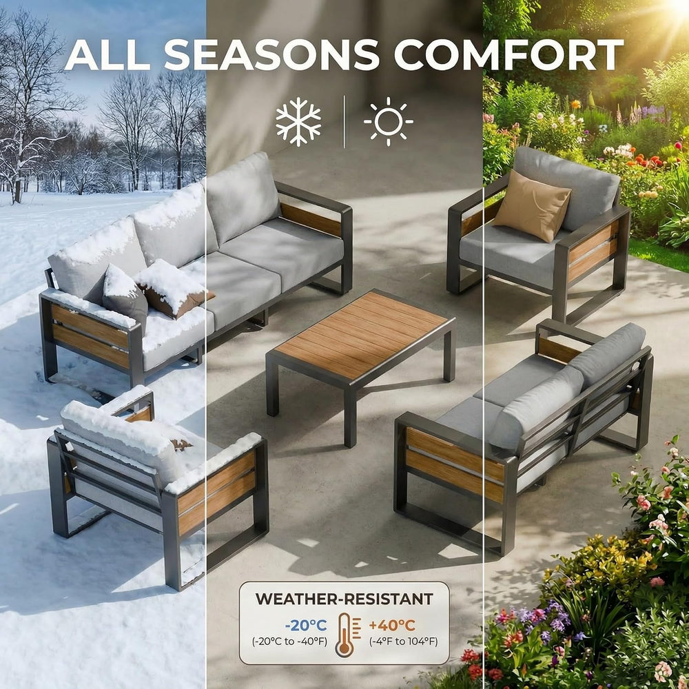 ZANDOR Aluminum Outdoor Patio Furniture Set with Table,7 Seat,Dark Gray