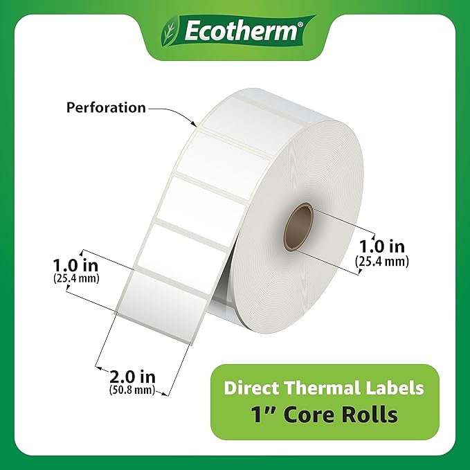 2"x1" Thermal Labels for Rollo, Offnova Label Printers and More (6 Rolls)