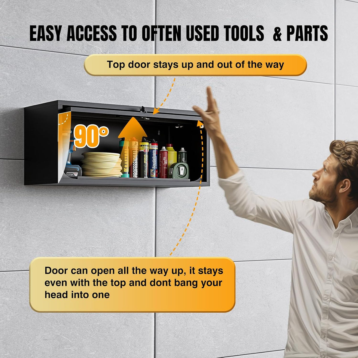 small wall-mounted locking cabinet metal garage storage cabinet showing dimensions