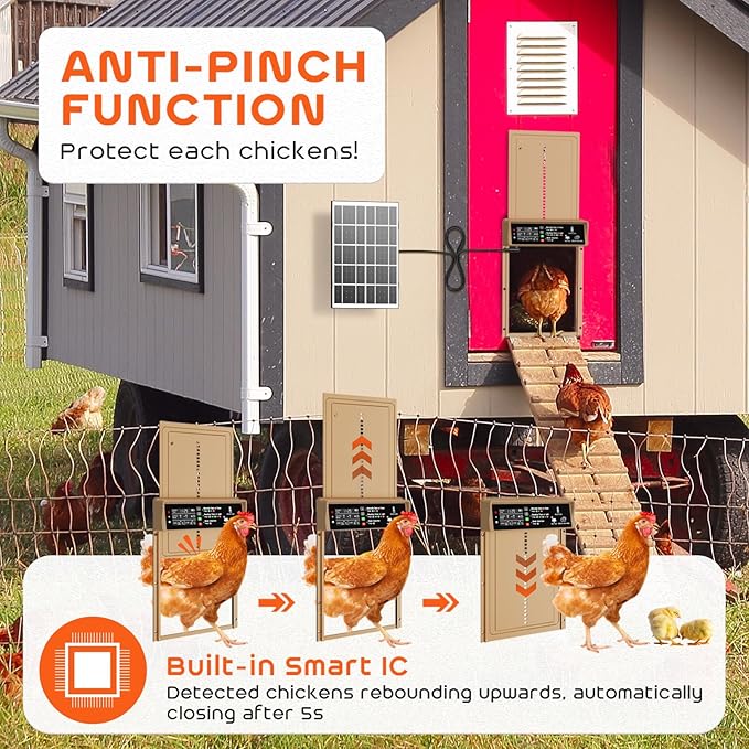 Asfrost Automatic Chicken Coop Door Solar Powered Automatic Chicken Door