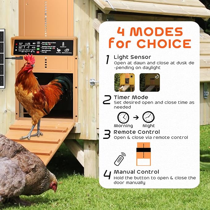 Asfrost Automatic Chicken Coop Door Solar Powered Automatic Chicken Door