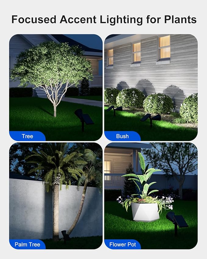 2 Pack Solar Spotlights Outdoor Waterproof