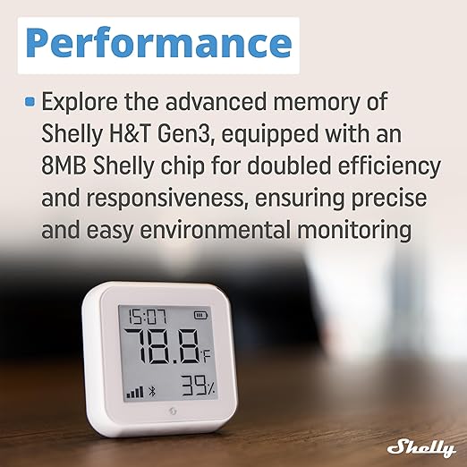 Shelly H&T Gen3 Ivory | Wi-Fi and Bluetooth Smart Temperature & Humidity Sensor