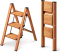 3 Step Ladder, Folding Step Stool with Anti-Slip Wide Pedal, Aluminum Material Lightweight Yet Sturdy, 300 Lbs Load, Cute Modern Apperance for Indoor Household Spaces