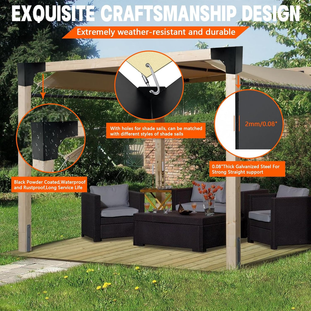 pergola diy bracket kits,2-way l shaped corner brackets, close-up detail