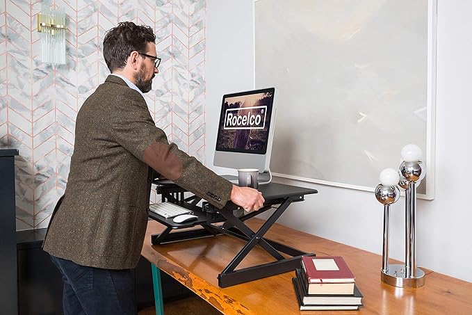 Rocelco 38" Large Height Adjustable Standing Desk Converter