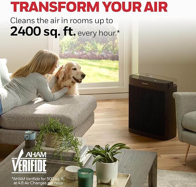 Honeywell HEPA Air Purifier for Home, 2423 Ft² Rooms in 1 hour, Air Quality