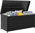DWVO 260 Gallon Deck Box, XXL All-Weather Wicker Outdoor Storage Box
